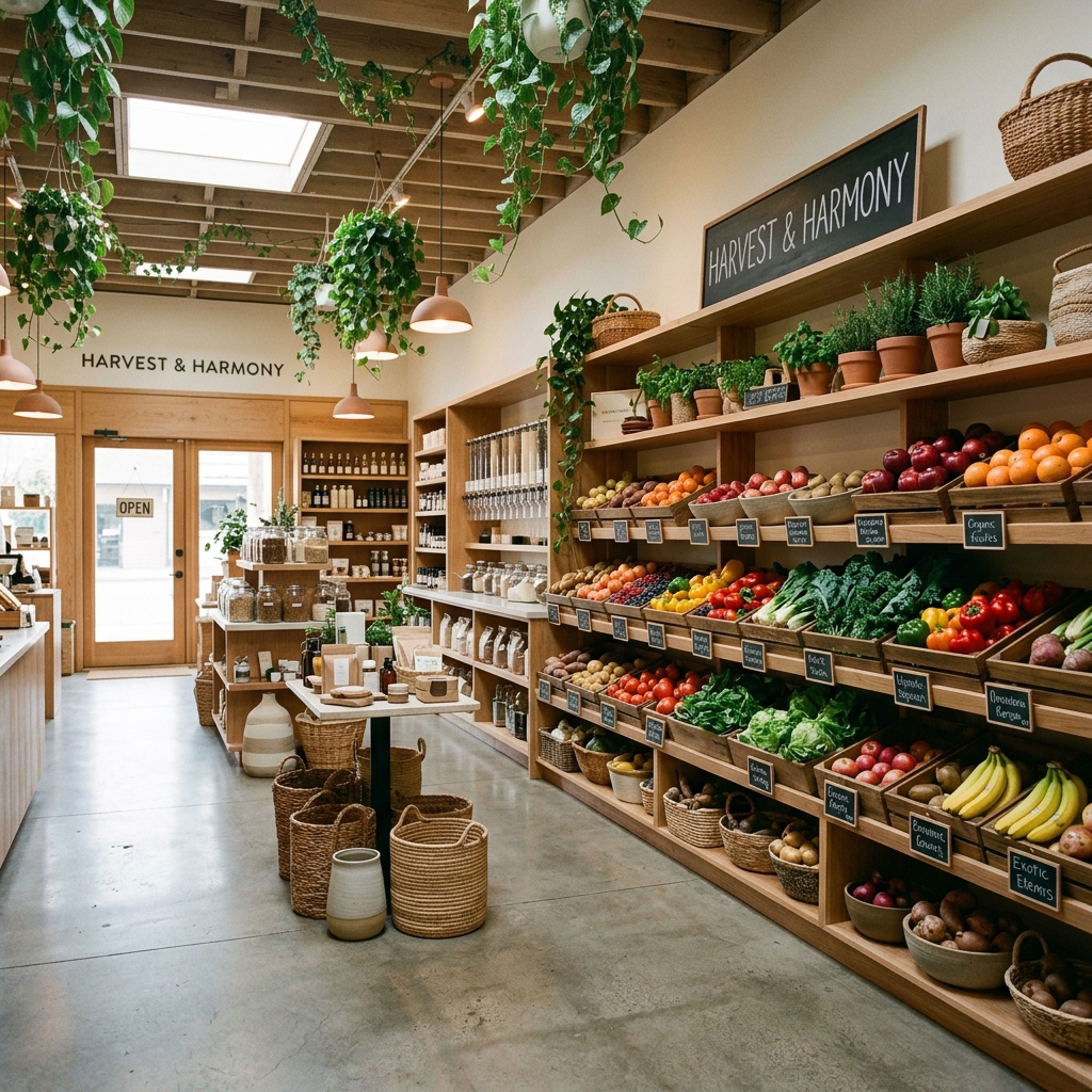 Store shelves with fresh produce
